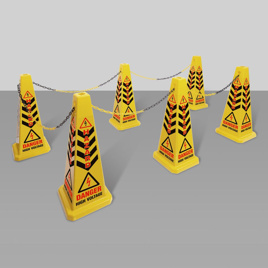 Warning Bollard and Chain Kit, 6 Piece