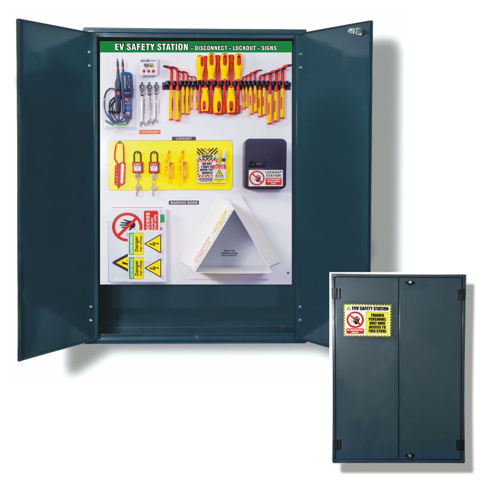 EV Disconnect, Lockout and Signs Panel with Wall Cabinet