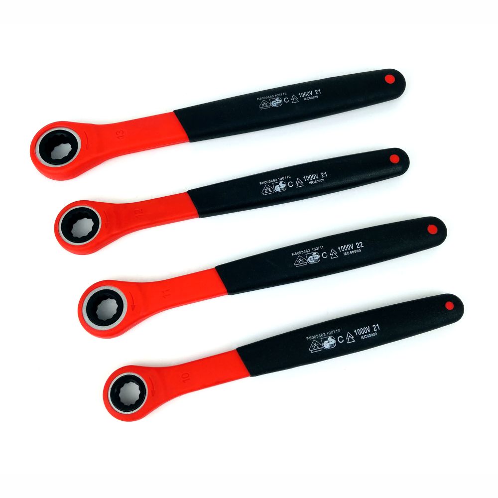 Insulated Ratchet Ring Spanner Set, 4 Piece